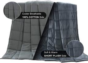 img 4 attached to 🛏️ Reversible Weighted Blanket: Cool Cotton Top with Soft Minky Bottom, 7lbs Plush Weighted Blankets, Premium Cozy Fleece Weight Comforter with Fuzzy Feel, Twin/Full Size (41"x60") for Kids, Children, Toddlers - Gray