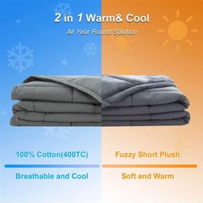 img 2 attached to 🛏️ Reversible Weighted Blanket: Cool Cotton Top with Soft Minky Bottom, 7lbs Plush Weighted Blankets, Premium Cozy Fleece Weight Comforter with Fuzzy Feel, Twin/Full Size (41"x60") for Kids, Children, Toddlers - Gray