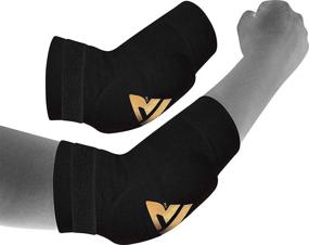 img 4 attached to 🔝 High Performance RDX Pro Elbow Pads - Approved by SATRA, providing maximum protection for Muay Thai, MMA, Kickboxing, Sparring, Martial Arts, Volleyball, Wrestling, Basketball - Adjustable MTB Compression Padded Sleeve for both Men and Women