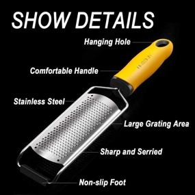 img 2 attached to 🍋 Versatile Premium Lemon Zester & Cheese Grater: Sharp Stainless Steel Blades, Handle, Dishwasher Safe - Ideal for Parmesan, Citrus, Ginger, Garlic, Fruits, Kitchen (Yellow)