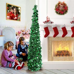 img 4 attached to 🎄 AerWo 5ft Pop Up Christmas Tinsel Tree: Stunning Collapsible Artificial Tree for Festive Decorations
