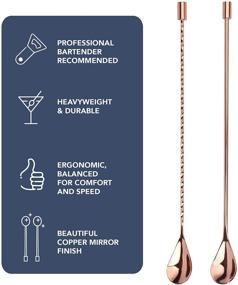 img 3 attached to 🥄 Copper Bar Spoons Set | A Bar Above - Spiral & Smooth Handle | Professional & Home Cocktail Mixing Spoons - 2pc