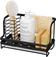 🧽 odesign sink caddy, kitchen sink organizer with drain pan, sponge scrubber brush and dishcloth holder, stainless steel rustproof rack - black logo