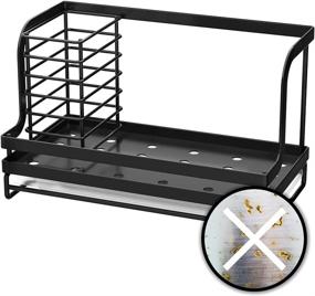 img 1 attached to 🧽 ODesign Sink Caddy, Kitchen Sink Organizer with Drain Pan, Sponge Scrubber Brush and Dishcloth Holder, Stainless Steel Rustproof Rack - Black