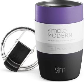 img 4 attached to ☕ Violet Sky 12oz Ombre Simple Modern Voyager Insulated Travel Mug Tumbler with Straw and Clear Flip Lid - Coffee Cup Stainless Steel Thermos