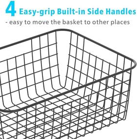 img 1 attached to 📦 Wire Storage Baskets, F-color 4 Pack Black Metal Baskets - Kitchen Cabinet, Freezer, Bathroom, Garage Organizer Bins