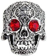gothic skull red crystal rings: vintage antique punk hip-hop rock biker skull ring cocktail party jewelry - perfect christmas halloween gift for men and boys logo