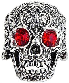 img 4 attached to Gothic Skull Red Crystal Rings: Vintage Antique Punk Hip-hop Rock Biker Skull Ring Cocktail Party Jewelry - Perfect Christmas Halloween Gift for Men and Boys