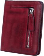 yafeige women's retro wine red rfid blocking compact bi-fold leather pocket wallet mini slim purse logo