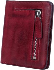 img 4 attached to Yafeige Women's Retro Wine Red RFID Blocking Compact Bi-fold Leather Pocket Wallet Mini Slim Purse