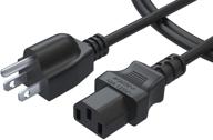 pwr+ 3 prong ac power cord cable plug - short 3 ft nema 5-15p to c13 for lcd tv, monitor, plasma, computer, pc, psu, printer - compatible with samsung, sony, lg, philips, dell, ps3, epson logo