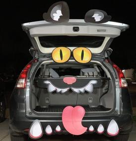 img 4 attached to 🎃 Spooky Halloween Black Cat Trunk or Treat Car Archway Garage Decoration - With Eyes, Fangs, Tongue, Nostrils, and Double Side Stickers