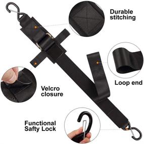 img 3 attached to Ayaport Marine Trailer Tie-Down Straps for Kayaks and Canoes - Transom and Bow/Stern Securing - 2 Pack, Black