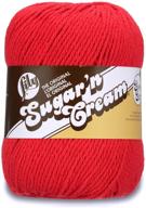 🧶 лили 10201818705 суперразмерное однотонное пряжа sugar 'n cream - красная 113 г, плотность 4 среднее, 100% хлопок - машинная стирка и сушка - большой клубок логотип