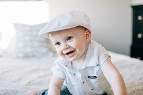 img 3 attached to 👶 Стильная белая шапочка "Scally Cap" для крещения или праздника вашего малыша: "Рожден быть любимым - Шапка Джеффа".