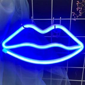 img 3 attached to Neon Lips Sign - Wall Decor Neon Lights for Bedroom, USB/Battery Powered, Light up Signs for Bar, Christmas Party, Baby Kids Girls Room - Blue Neon Sign