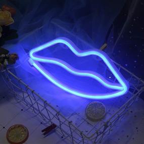 img 2 attached to Neon Lips Sign - Wall Decor Neon Lights for Bedroom, USB/Battery Powered, Light up Signs for Bar, Christmas Party, Baby Kids Girls Room - Blue Neon Sign