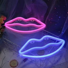 img 1 attached to Neon Lips Sign - Wall Decor Neon Lights for Bedroom, USB/Battery Powered, Light up Signs for Bar, Christmas Party, Baby Kids Girls Room - Blue Neon Sign