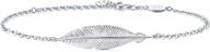 браслет счастливого пера для женщин - amoraime 925 серебряное регулируемое украшение для девочек, идеально подходит для дня рождения или дня матери. логотип