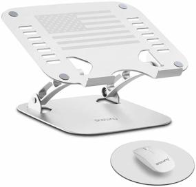 img 4 attached to 💻 SNOWNY Adjustable Laptop Stand - Ergonomic Height & Angle Adjustable Laptop Holder - Compatible with 10-17.3" Laptops - Includes Fast & Accurate Control Mouse Mat - Silver