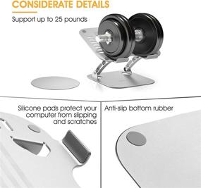 img 1 attached to 💻 SNOWNY Adjustable Laptop Stand - Ergonomic Height & Angle Adjustable Laptop Holder - Compatible with 10-17.3" Laptops - Includes Fast & Accurate Control Mouse Mat - Silver