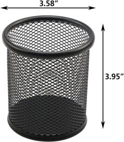 img 3 attached to 🖊️ Black Mesh Pen Pencil Collection Holder Sorter Desk Organizer by MosBug - Round Steel Pen Pencil Cup Set of 2