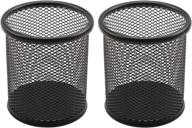 🖊️ black mesh pen pencil collection holder sorter desk organizer by mosbug - round steel pen pencil cup set of 2 логотип