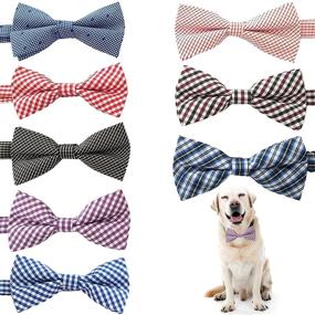 img 4 attached to 🐾 PET SHOW Plaid Dog Bow Ties: Adjustable Bowties for Dogs & Cats – Pack of 8