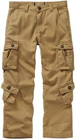 img 4 attached to 👖 Raroauf Boys Casual Cargo Pants - Boys' Uniform Pant with 8 Pockets, Ideal Kids Outdoor Hiking Trousers