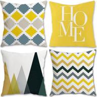 🌻 yellow decorative throw pillow covers 18x18 inch set of 4 - couch, sofa, bed, chair, living room farmhouse, outdoor decoration - square accent pillows cover case for cushions logo