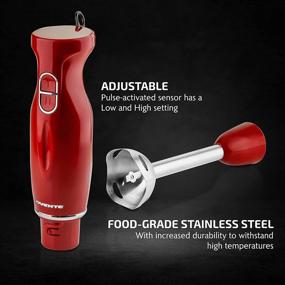 img 3 attached to 🔴 Ovente HS560R Electric Immersion Hand Blender - 300 Watt, 2 Mixing Speeds, Stainless Steel Blades, Powerful Portable Grip Stick Mixer - Ideal for Smoothies, Purees, Baby Food, Soup - Red