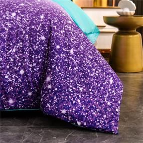 img 1 attached to Sparkling Holawakaka Kids Space Star Glitter Comforter Set: Ombre Blue & Purple Print Gradient Bedding in Twin Size (Twin, Blue Purple)