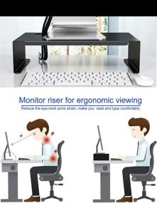 img 3 attached to Enhanced Ergonomic Monitor Stand Riser with Built-in Storage Box for Laptop, Screen, Printer, and Office Supplies