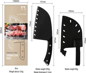 img 1 attached to Нож шеф-повара XYJ сербский - мясорубка из нержавеющей стали 3CR13 для выживания на открытом воздухе, охоты и кемпинга - мясницкий нож с полным хвостовиком и защитным чехлом для ножей.