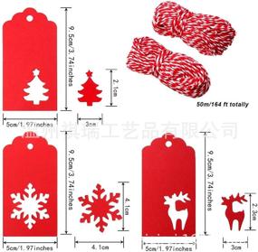img 3 attached to 150 бирок для подарков из крафт-бумаги с изображением оленя, снежинки и елки - идеально подходят для рождественских вечеринок, рукоделия, свадебных мероприятий. В комплект входит 30 метров бечёвки.