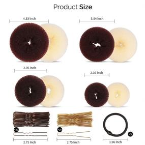 img 2 attached to 🌟 Effortless Hair Bun Styling with FANDAMEI Hair Bun Maker Set: 4pcs Dark Brown & 4pcs Beige | Extra-Large, Large, Medium, and Small Sizes | Includes Hair Elastic Bands and Bobby Pins (Brown and Gold)