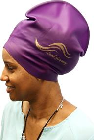 img 2 attached to 🔮 XL Purple - Silicone Swim Shower Cap for Dreadlocks, Braids, and Long Hair Styles: Ultimate Protection and Style