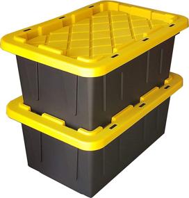 img 3 attached to 📦 HOMZ 15 Gallon Durabilt Tough Storage Container, Black/Yellow, Stackable, 2-Pack