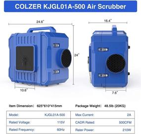 img 3 attached to 🌬️ COLZER 1 500 CFM Воздушный фильтратор: HEPA и активированный угольный фильтр для коммерческой и промышленной очистки воздуха от пыли, восстановления и интерьерного декора.