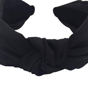 img 1 attached to 1Pcs Black Knotted Headband for Women - Turban Style, Wide & Solid Colors - Knot Hair Band - Fashionable Headwear