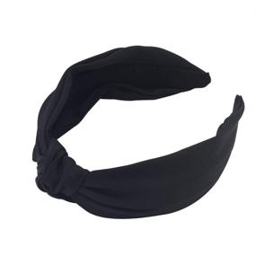 img 3 attached to 1Pcs Black Knotted Headband for Women - Turban Style, Wide & Solid Colors - Knot Hair Band - Fashionable Headwear