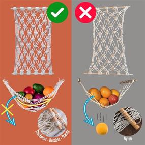 img 2 attached to Equarus Macrame Fruit Hammock for Kitchen: Under Cabinet Produce Veggie Banana Holder Net with Hook