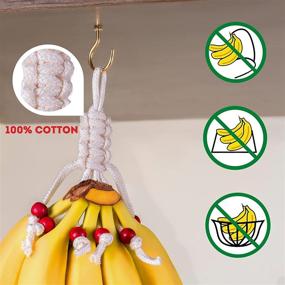 img 3 attached to Equarus Macrame Fruit Hammock for Kitchen: Under Cabinet Produce Veggie Banana Holder Net with Hook