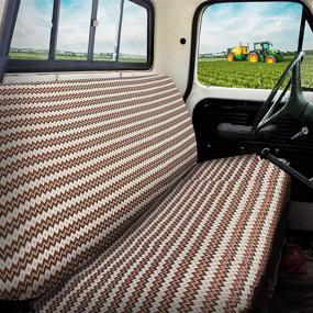 img 3 attached to 🚗 West Coast Auto Universal Baja Saddle Blanket Bench Full Size Seat Cover - Fits Ford, Chevrolet, Dodge, Wave Pattern Design - Beige | Full Size Pickup Trucks