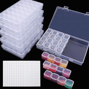 img 4 attached to 🔧 Efficient Storage Solution: SGHUO 168 Slots 6 Pack Diamond Painting Boxes with 28 Grids, Ideal for 5D Diamond Embroidery, Nail Diamonds, Bead Storage. Includes 400pcs Label Stickers and Plastic Organizers for DIY Art & Craft