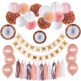 img 3 attached to 🎀 Rose Gold Baby Shower Decorations: It's a Girl Banner, Balloons, Pink & White Tassel Garland Bunting, Tissue Paper Fans, Lanterns, Pom Poms, Honeycomb Balls - New Color Party Nursery Room