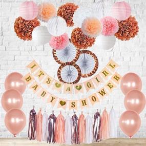 img 4 attached to 🎀 Rose Gold Baby Shower Decorations: It's a Girl Banner, Balloons, Pink & White Tassel Garland Bunting, Tissue Paper Fans, Lanterns, Pom Poms, Honeycomb Balls - New Color Party Nursery Room