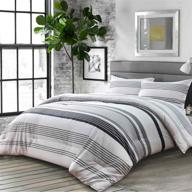 🛏️ nanko comforter set queen size - boho grey gray striped print pattern 88 x 90 inch 3pc reversible comforter microfiber duvet sets - bohemian modern farmhouse bedding for men and women logo