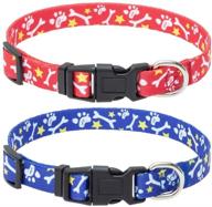 🐾 bone patterned soft adjustable doggy collars - 2 pack of cute dog collars for small dogs - perfect fit for puppies and small breeds логотип