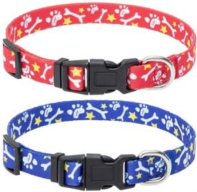 img 4 attached to 🐾 Bone Patterned Soft Adjustable Doggy Collars - 2 Pack of Cute Dog Collars for Small Dogs - Perfect Fit for Puppies and Small Breeds